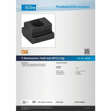 Güde T-Nutensteine Groß Nutensteine 2 Stück M12 – Bild 2
