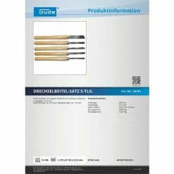 Güde Drechselbeitel Drechseleisen Drechselmesser Drechselmeissel Satz 5-tlg. -GüDE Geschäft 12204707 4