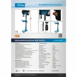 Güde Säulenbohrmaschine Bohrmaschine Ständerbohrmaschine GSB 20/812 4 Güde Säulenbohrmaschine Bohrmaschine Ständerbohrmaschine GSB 20/812 -GüDE Geschäft 12205996 3
