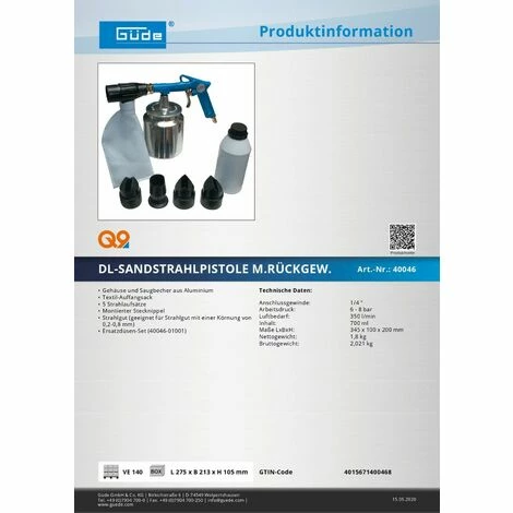 Güde Sandstrahlpistole Mit Rückgewinnung Pistole Für Sandstrahler – Bild 2