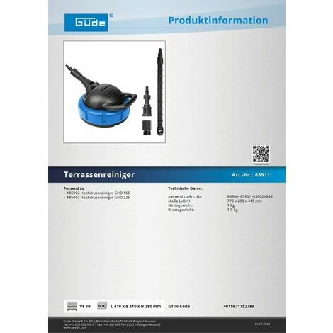 Güde Flächenreiniger Terrassenreiniger Bodenreiniger Für Hochdruckreiniger – Bild 3