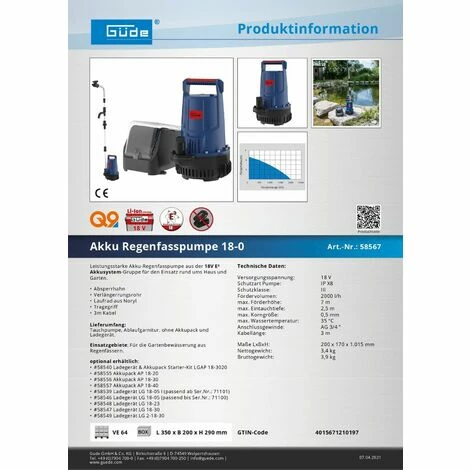 Güde Akku Regenfasspumpe 18-0 Regentonnenpumpe Fasspumpe Gartenpumpe Tauchpumpe Güde Akku Regenfasspumpe 18-0 Regentonnenpumpe Fasspumpe Gartenpumpe Tauchpumpe -GüDE Geschäft 32601679 5
